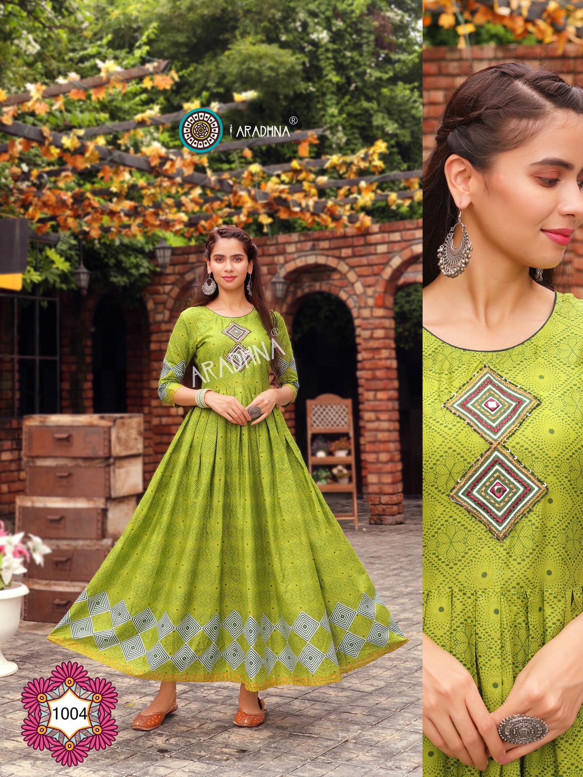 Aradhna Fashion Fire 1 Heavy Cotton Festive Wear Anarkali Long Stylish Kurti Collection